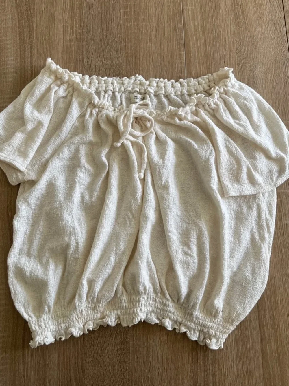 Madewell Cream Off-Shoulder Peasant Top